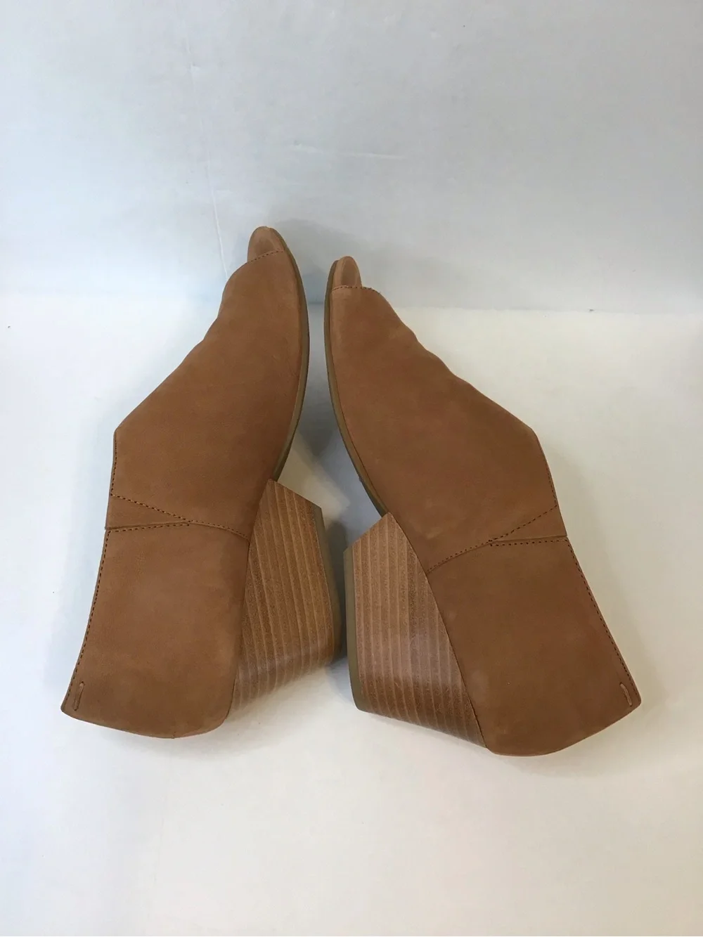 Eileen Fisher Women's Cognac Chestnut Suede D'orsay Open-Toe Wedge Heels 9